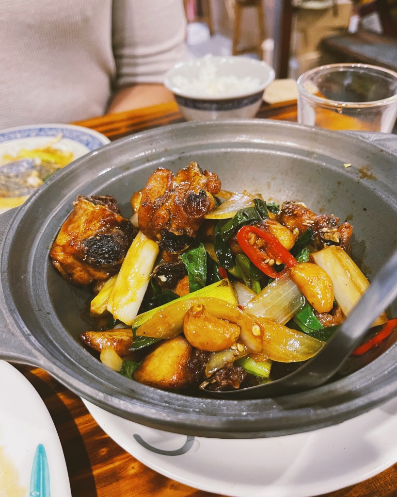 three cup chicken from a taiwanese stir-fry restaurant