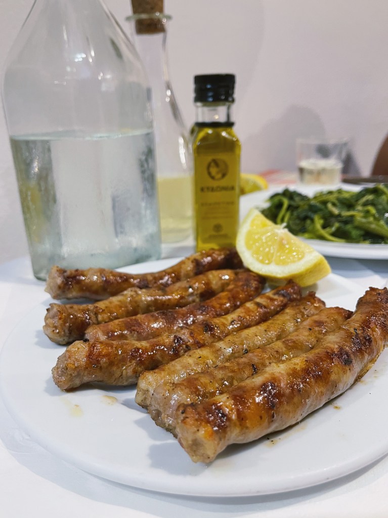 sausages at Kantouni in Chania Crete