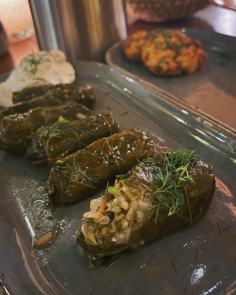 Stuffed grape leaves at Ellotia in Chania