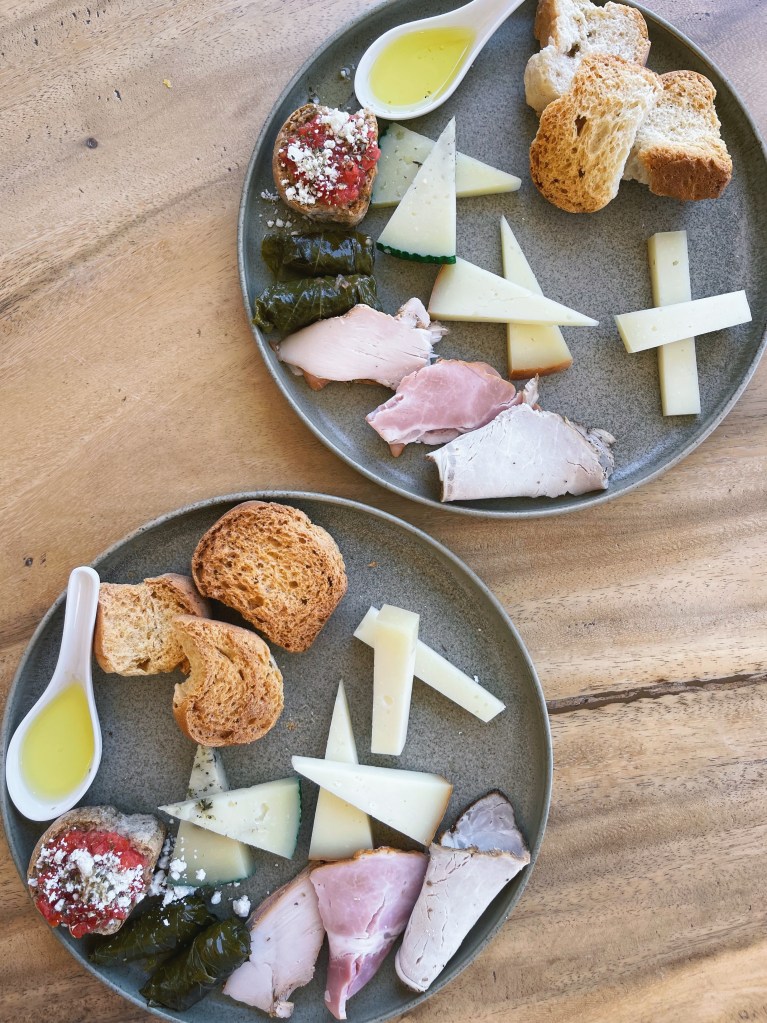 Local meats and cheeses at Scalarea Estate