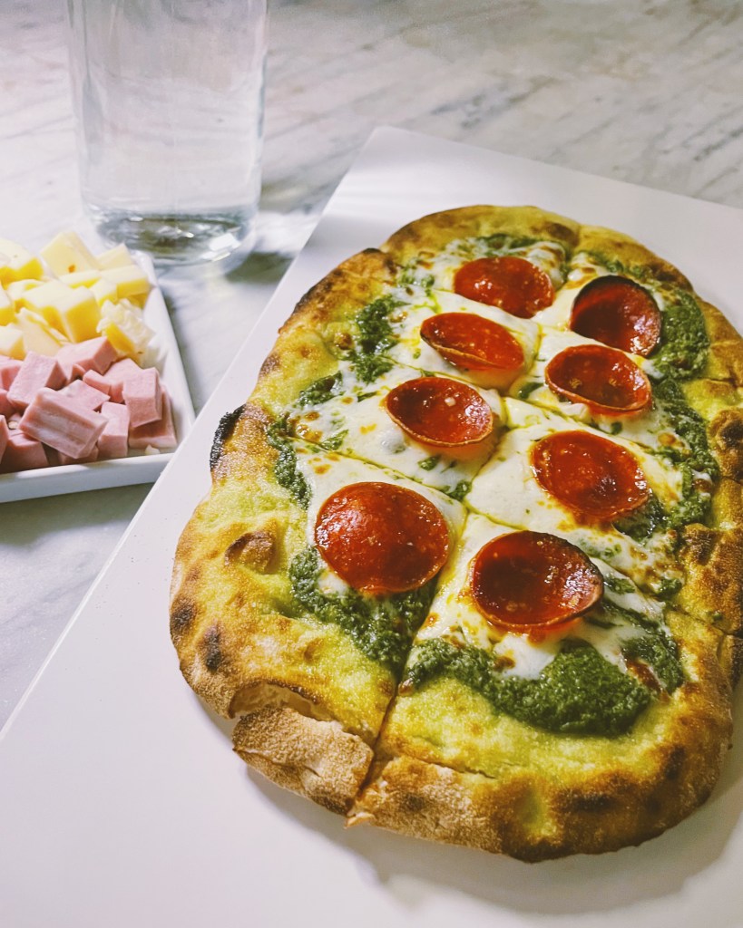 Pesto Pepperoni Pizza at V Wine Room in West Hollywood