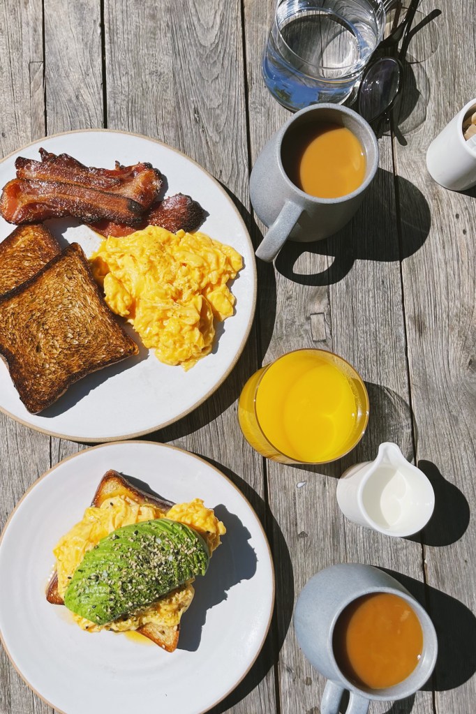 breakfast on the patio at Dawn Ranch in Guerneville CA