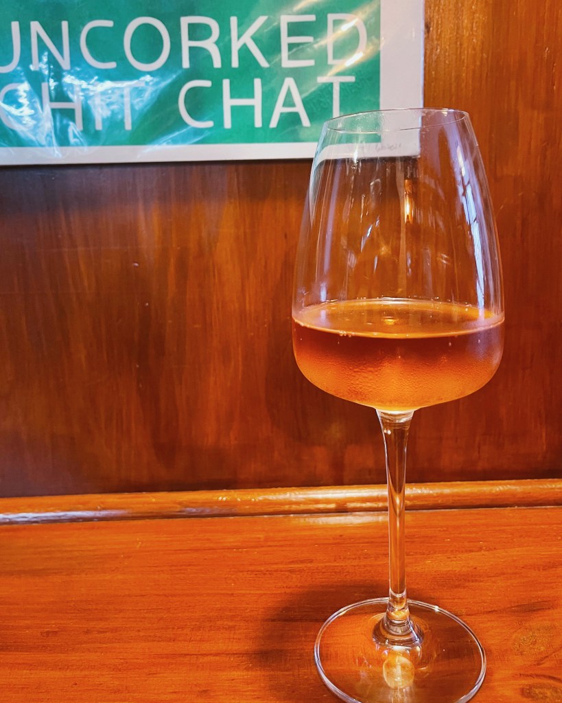 A glass of sparkling wine from Black Sheep in Lisbon